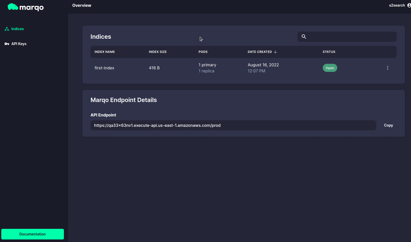 Navigating to Index Monitor Page